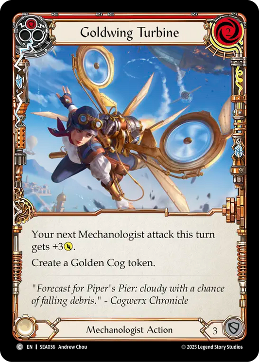 (036) Flesh & Blood TCG High Seas Single: Goldwing Turbine (Red) (Rainbow Foil)  Common