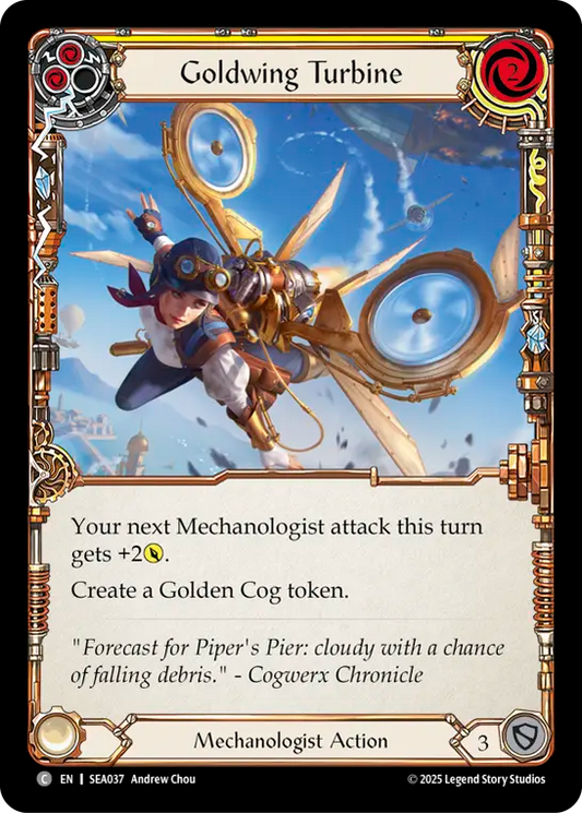 (037) Flesh & Blood TCG High Seas Single: Goldwing Turbine (Yellow) (Rainbow Foil)  Common