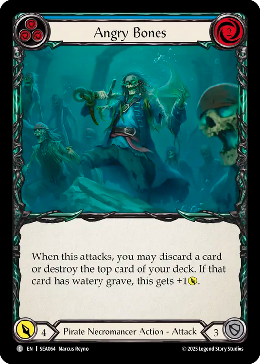 (064) Flesh & Blood TCG High Seas Single: Angry Bones (Blue) (Regular)  Common