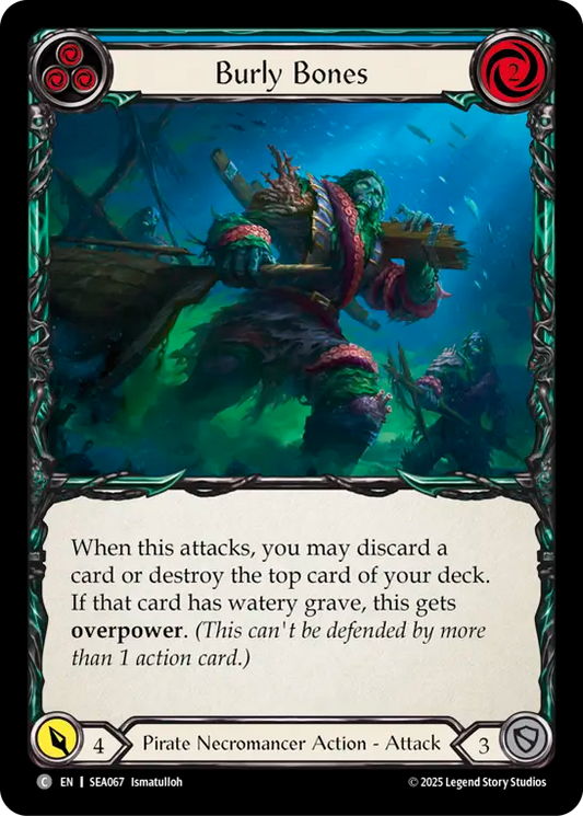 (067) Flesh & Blood TCG High Seas Single: Burly Bones (Blue) (Rainbow Foil)  Common