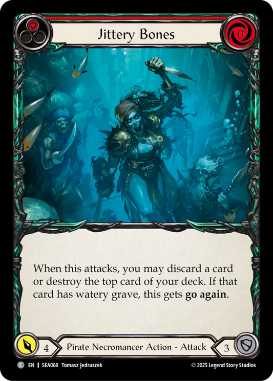 (068) Flesh & Blood TCG High Seas Single: Jittery Bones (Red) (Rainbow Foil)  Common