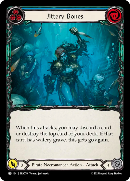 (070) Flesh & Blood TCG High Seas Single: Jittery Bones (Blue) (Regular)  Common