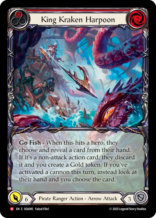 (085) Flesh & Blood TCG High Seas Single: King Kraken Harpoon (Extended Art Rainbow Foil)  Majestic