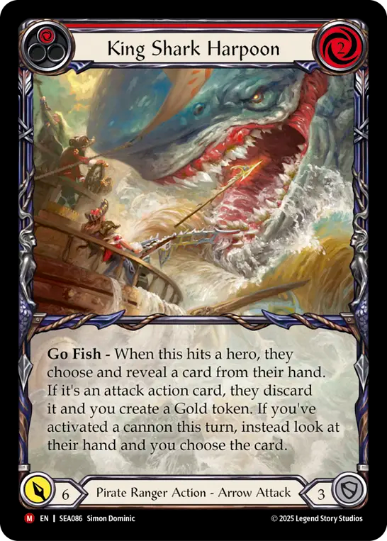 (086) Flesh & Blood TCG High Seas Single: King Shark Harpoon (Extended Art Rainbow Foil)  Majestic