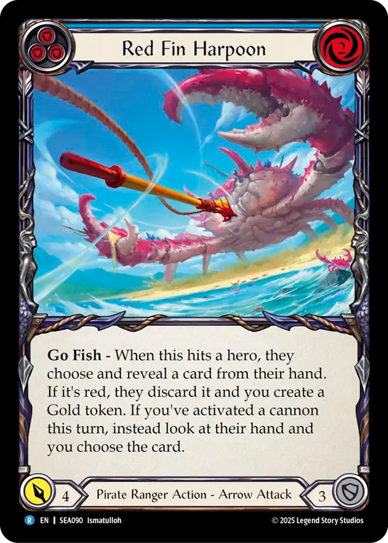 (090) Flesh & Blood TCG High Seas Single: Red Fin Harpoon (Regular)  Rare