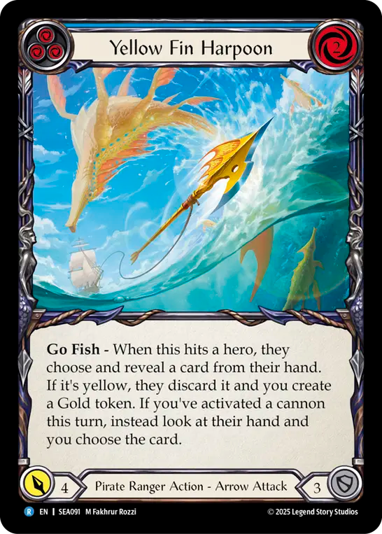 (091) Flesh & Blood TCG High Seas Single: Yellow Fin Harpoon (Regular)  Rare