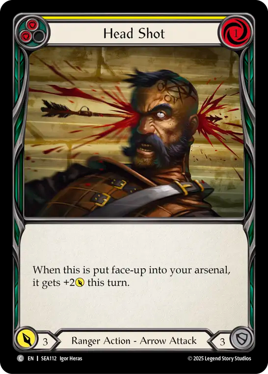 (112) Flesh & Blood TCG High Seas Single: Head Shot (Yellow) (Regular)  Common