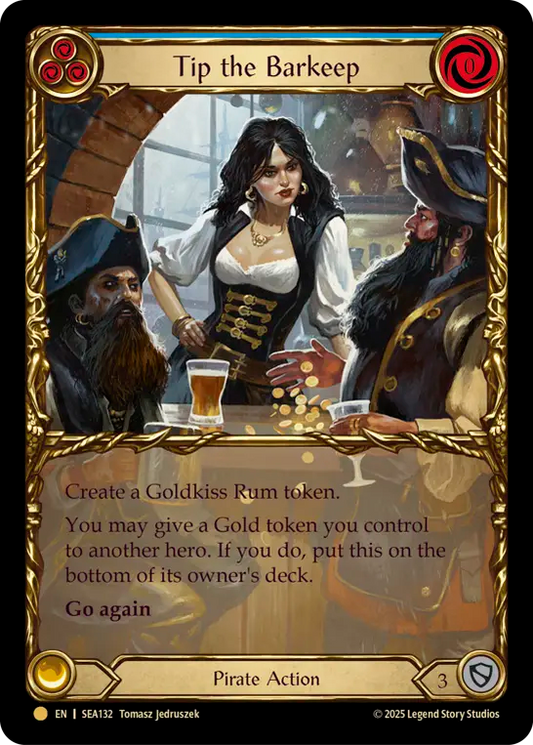 (132) Flesh & Blood TCG High Seas Single: Tip the Barkeep (Cold Foil)  Majestic