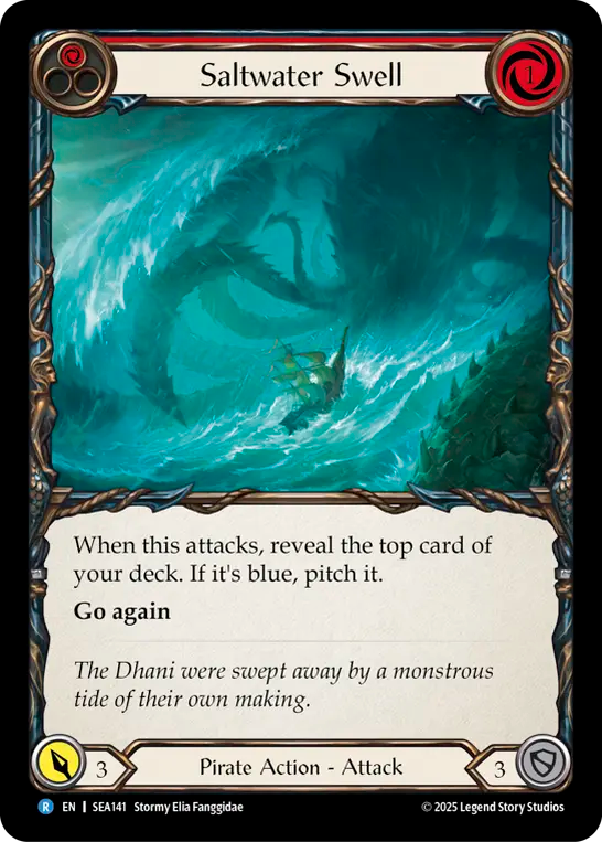 (141) Flesh & Blood TCG High Seas Single: Saltwater Swell (Red) (Rainbow Foil)  Rare