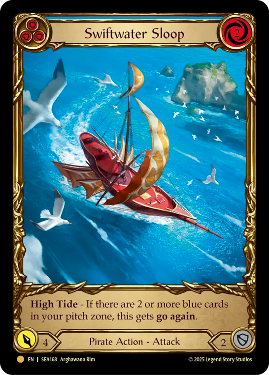 (168) Flesh & Blood TCG High Seas Single: Swiftwater Sloop (Blue) (Cold Foil)  Common