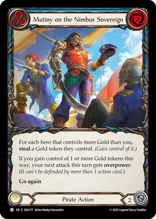 (177) Flesh & Blood TCG High Seas Single: Mutiny on the Nimbus Sovereign (Rainbow Foil)  Common