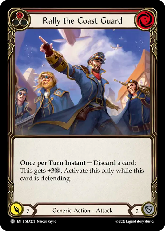 (223) Flesh & Blood TCG High Seas Single: Rally the Coast Guard (Red) (Rainbow Foil)  Common