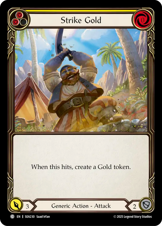 (230) Flesh & Blood TCG High Seas Single: Strike Gold (Yellow) (Rainbow Foil)  Common