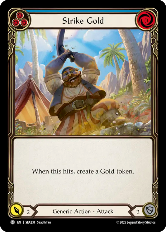 (231) Flesh & Blood TCG High Seas Single: Strike Gold (Blue) (Rainbow Foil)  Common