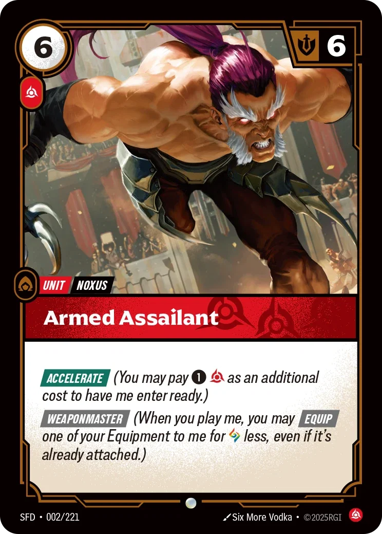 (002/221) Riftbound TCG Spiritforged Single: Armed Assailant Holo Common