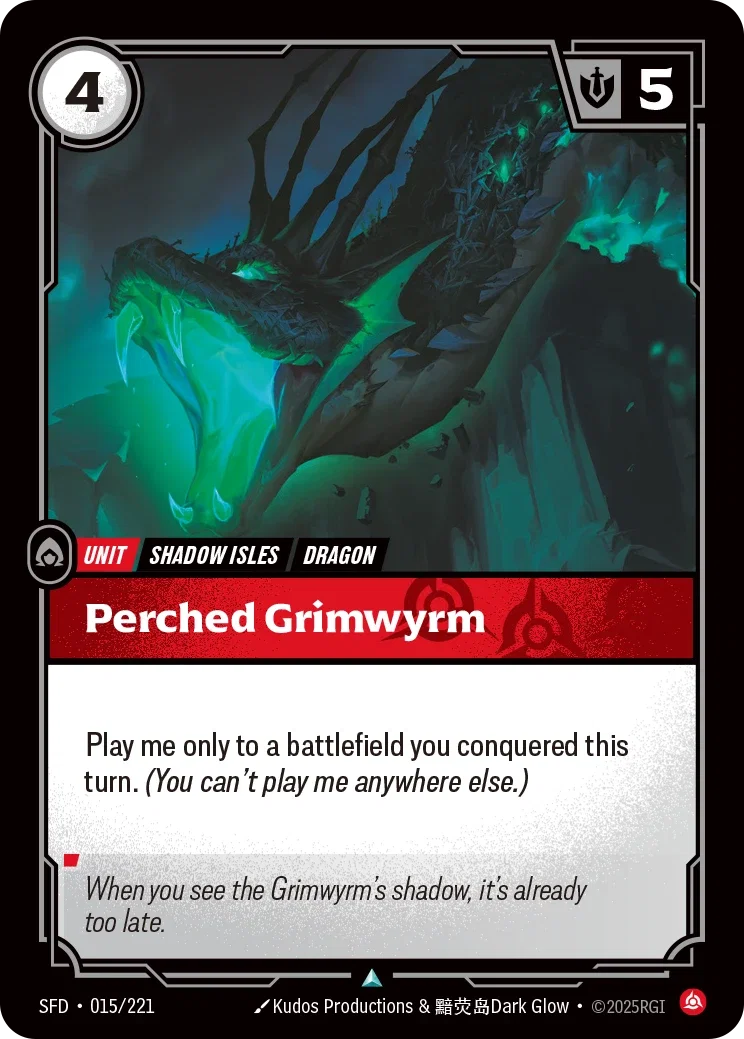 (015/221) Riftbound TCG Spiritforged Single: Perched Grimwyrm  Uncommon