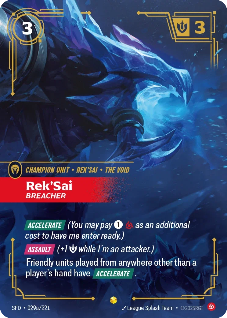 (029a/221) Riftbound TCG Spiritforged Single: Rek'Sai, Breacher (V.2 - Showcase) Holo Showcase