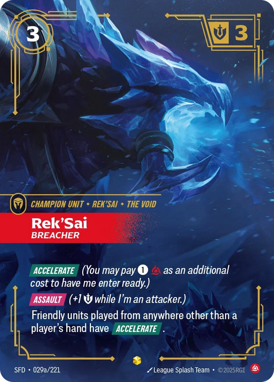 (029a/221) Riftbound TCG Spiritforged Single: Rek'Sai, Breacher (V.2 - Showcase) Holo Showcase