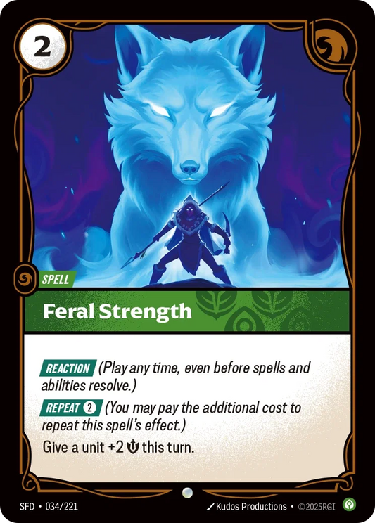(034/221) Riftbound TCG Spiritforged Single: Feral Strength Holo Common