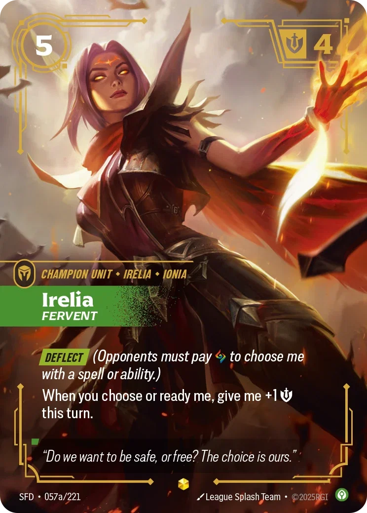 (057a/221) Riftbound TCG Spiritforged Single: Irelia, Fervent (V.2 - Showcase) Holo Showcase