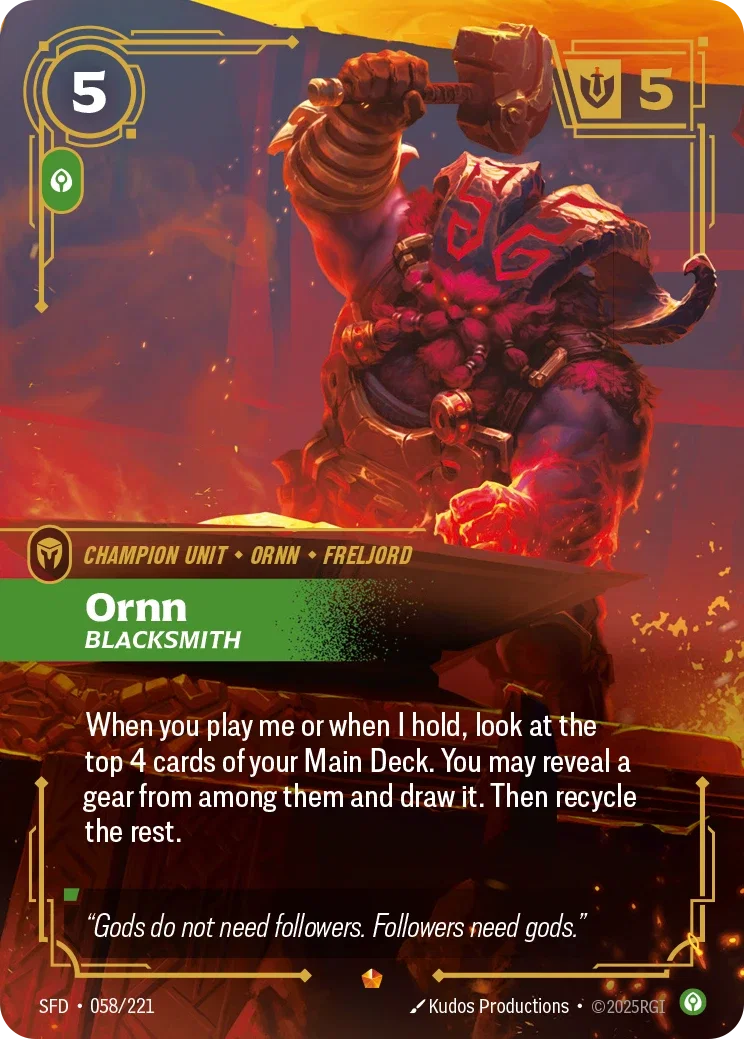 (058/221) Riftbound TCG Spiritforged Single: Ornn, Blacksmith (V.1 - Epic) Holo Epic