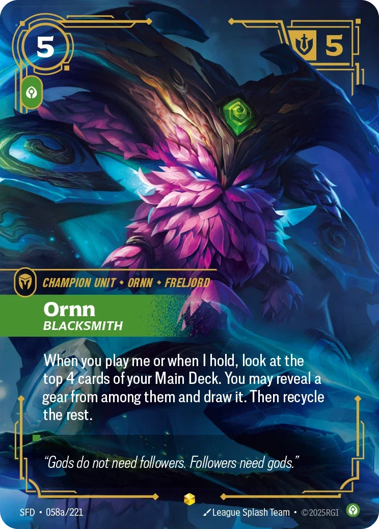 (058a/221) Riftbound TCG Spiritforged Single: Ornn, Blacksmith (V.2 - Showcase) Holo Showcase