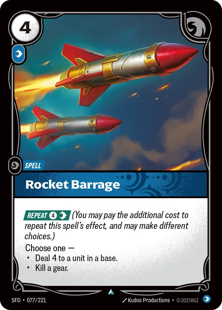 (077/221) Riftbound TCG Spiritforged Single: Rocket Barrage Holo Uncommon