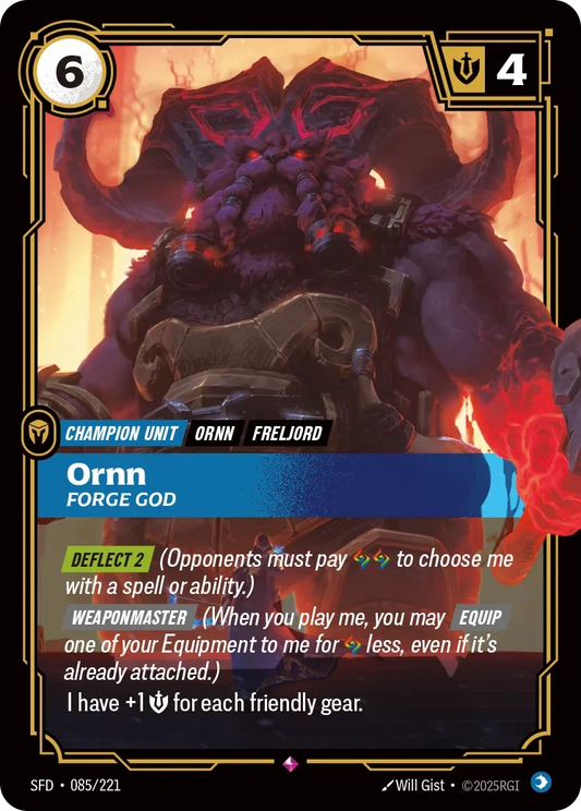 (085/221) Riftbound TCG Spiritforged Single: Ornn, Forge God (V.1 - Rare) Holo Rare