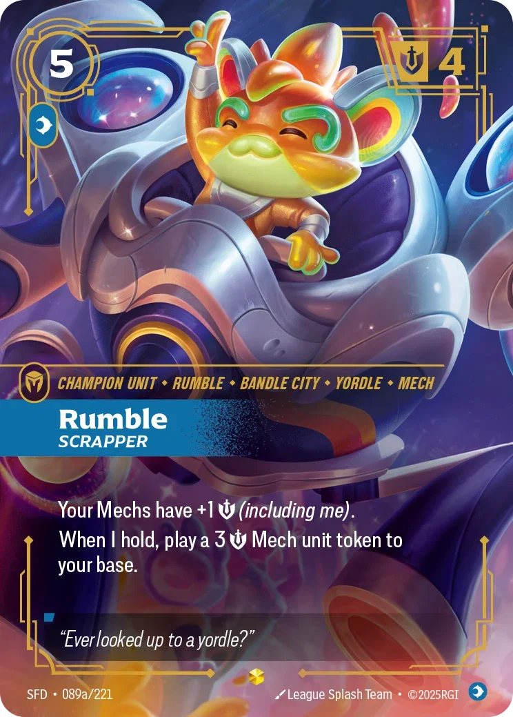 (089a/221) Riftbound TCG Spiritforged Single: Rumble, Scrapper (V.2 - Showcase) Holo Showcase
