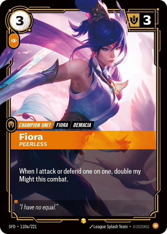 (110a/221) Riftbound TCG Spiritforged Single: Fiora, Peerless (V.2 - Showcase) Holo Showcase