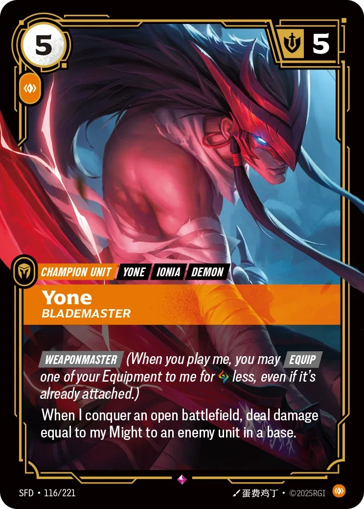 (116/221) Riftbound TCG Spiritforged Single: Yone, Blademaster (V.1 - Rare) Holo Rare