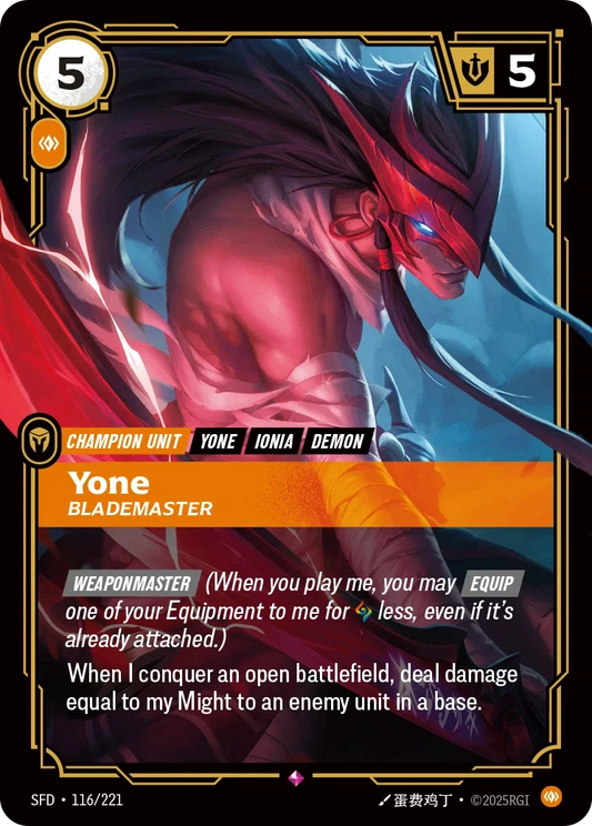 (116/221) Riftbound TCG Spiritforged Single: Yone, Blademaster (V.1 - Rare) Holo Rare