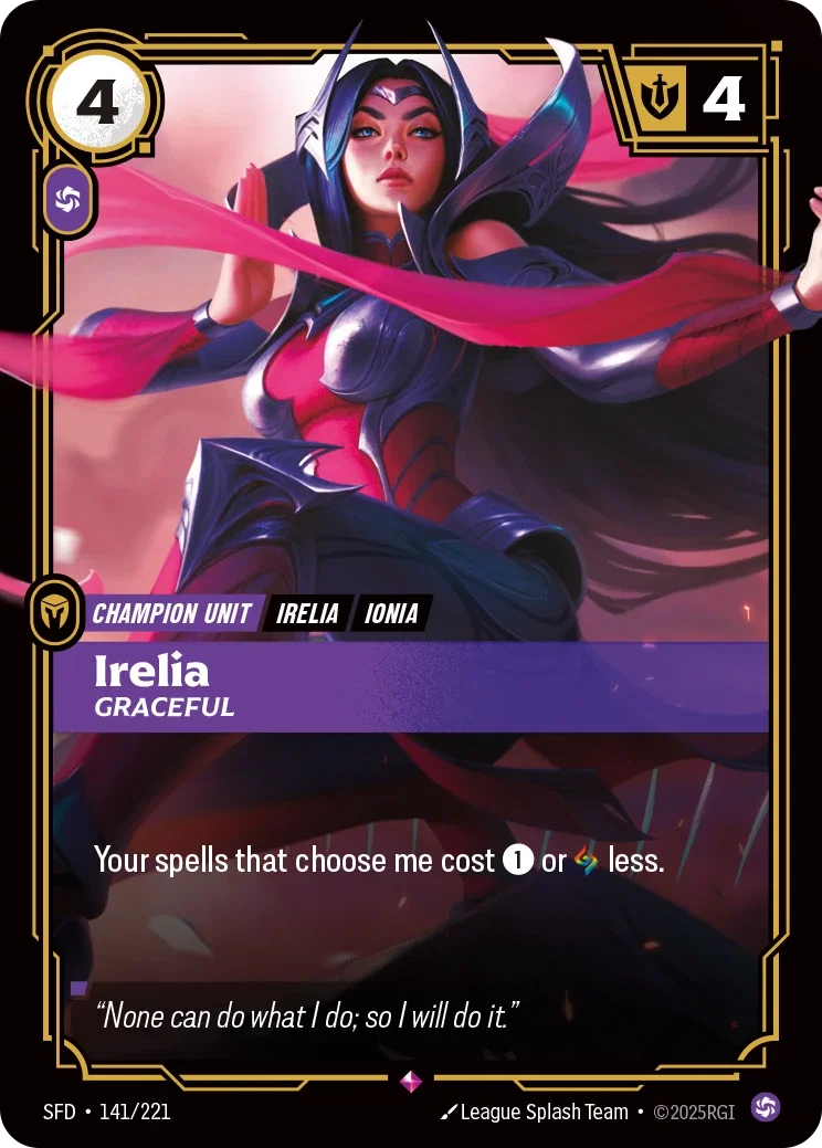 (141/221) Riftbound TCG Spiritforged Single: Irelia, Graceful (V.1 - Rare) Holo Rare