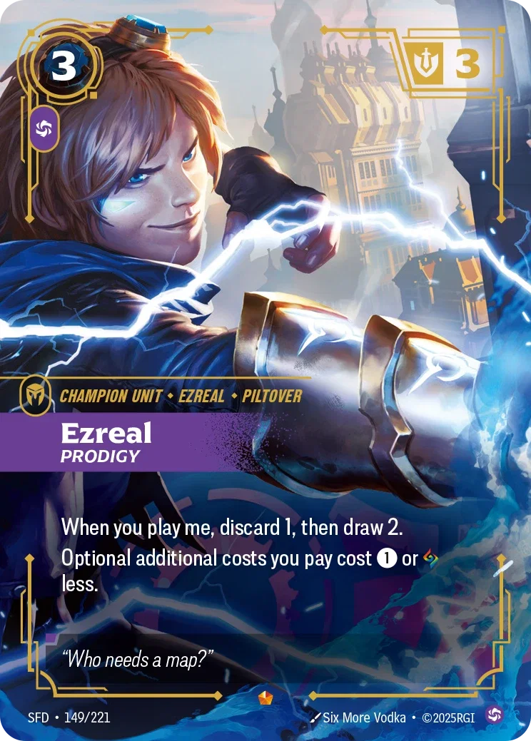 (149/221) Riftbound TCG Spiritforged Single: Ezreal, Prodigy (V.1 - Epic) Holo Epic