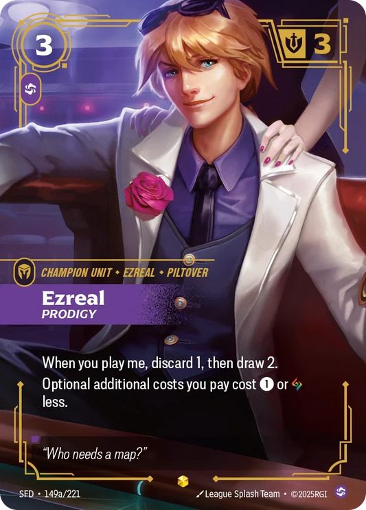 (149a/221) Riftbound TCG Spiritforged Single: Ezreal, Prodigy (V.2 - Showcase) Holo Showcase