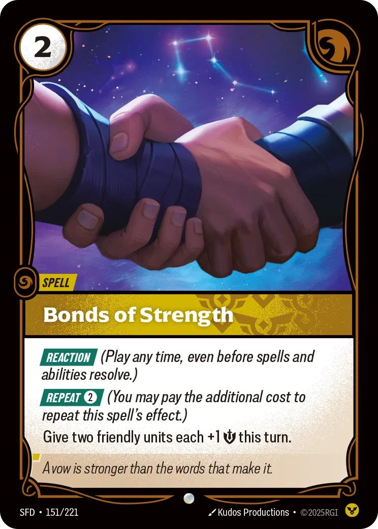 (151/221) Riftbound TCG Spiritforged Single: Bonds of Strength Holo Common