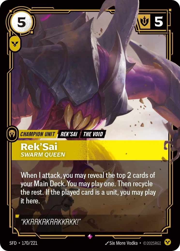(170/221) Riftbound TCG Spiritforged Single: Rek'Sai, Swarm Queen (V.1 - Rare) Holo Rare