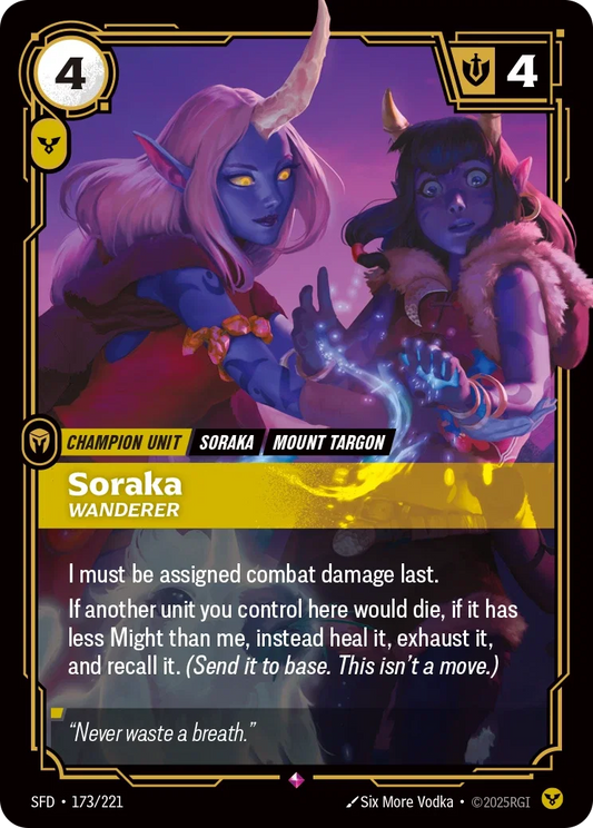 (173/221) Riftbound TCG Spiritforged Single: Soraka, Wanderer (V.1 - Rare) Holo Rare