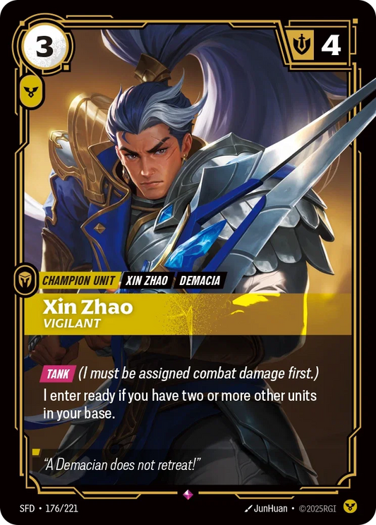 (176/221) Riftbound TCG Spiritforged Single: Xin Zhao, Vigilant Holo Rare
