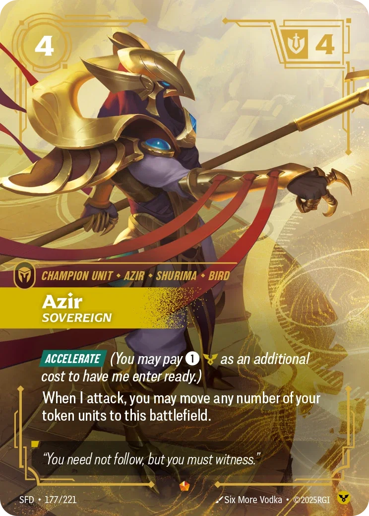 (177/221) Riftbound TCG Spiritforged Single: Azir, Sovereign (V.1 - Epic) Holo Epic