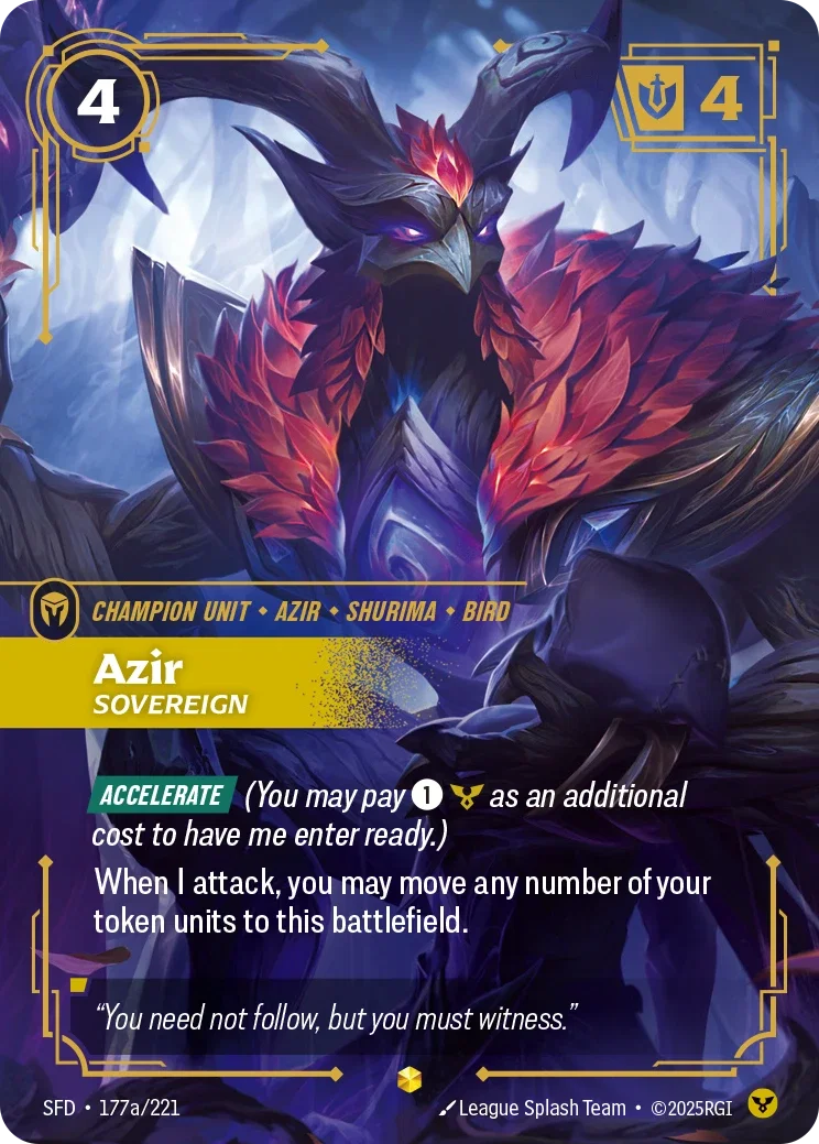 (177a/221) Riftbound TCG Spiritforged Single: Azir, Sovereign (V.2 - Showcase) Holo Showcase