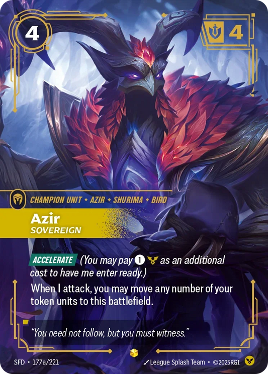 (177a/221) Riftbound TCG Spiritforged Single: Azir, Sovereign (V.2 - Showcase) Holo Showcase