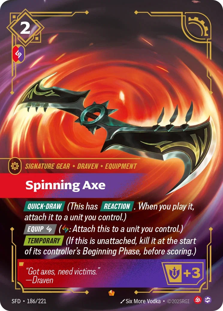 (186/221) Riftbound TCG Spiritforged Single: Spinning Axe Holo Epic