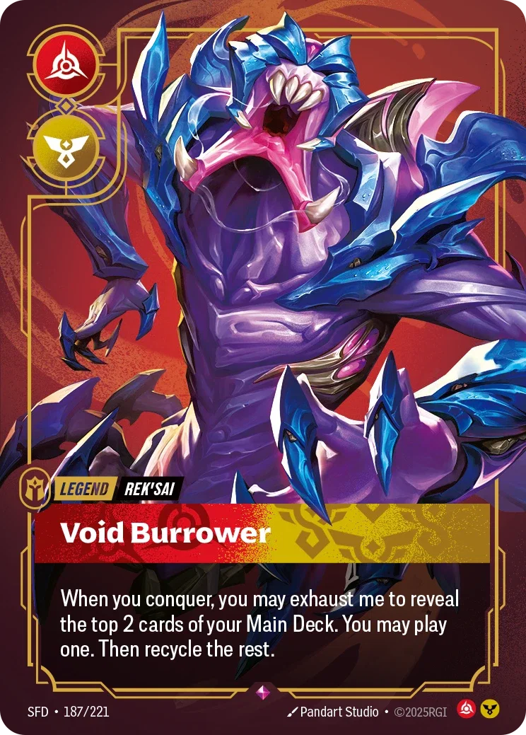 (187/221) Riftbound TCG Spiritforged Single: Rek'Sai, Void Burrower (V.1 - Rare) Holo Rare