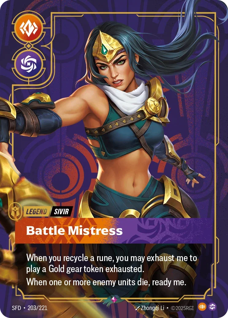 (203/221) Riftbound TCG Spiritforged Single: Sivir, Battle Mistress (V.1 - Rare) Holo Rare