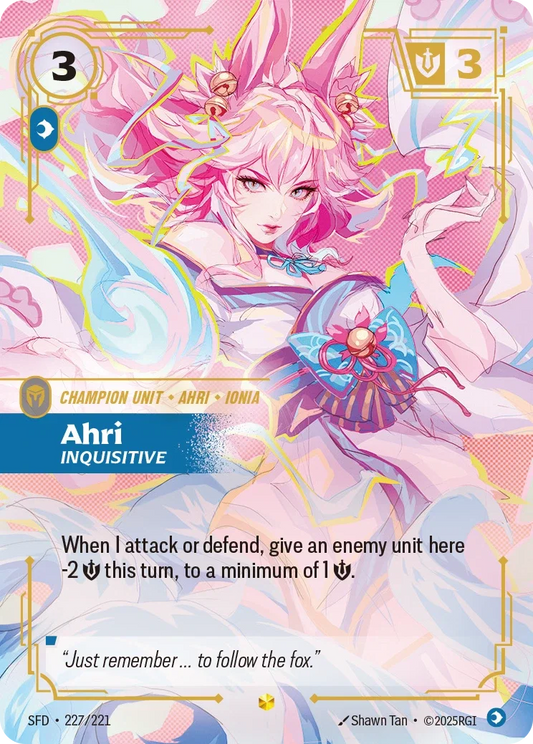 (227/221) Riftbound TCG Spiritforged Single: Ahri, Inquisitive (V.1 - Showcase) Holo Showcase