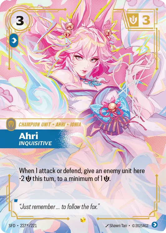 (227*/221) Riftbound TCG Spiritforged Single: Ahri, Inquisitive (V.2 - Signed Showcase) Holo Signed Showcase