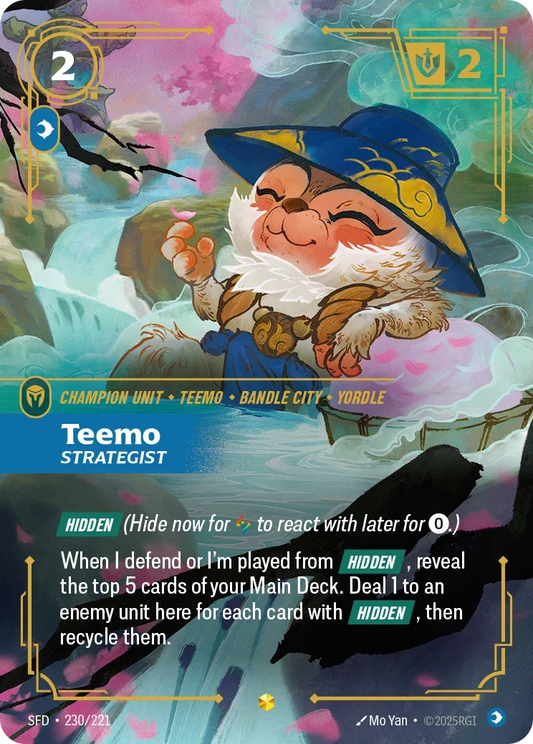 (230/221) Riftbound TCG Spiritforged Single: Teemo, Strategist (V.1 - Showcase) Holo Showcase