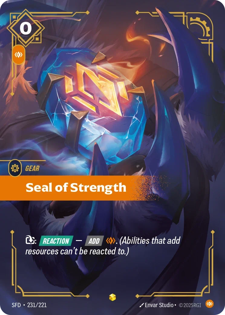 (231/221) Riftbound TCG Spiritforged Single: Seal of Strength Holo Showcase