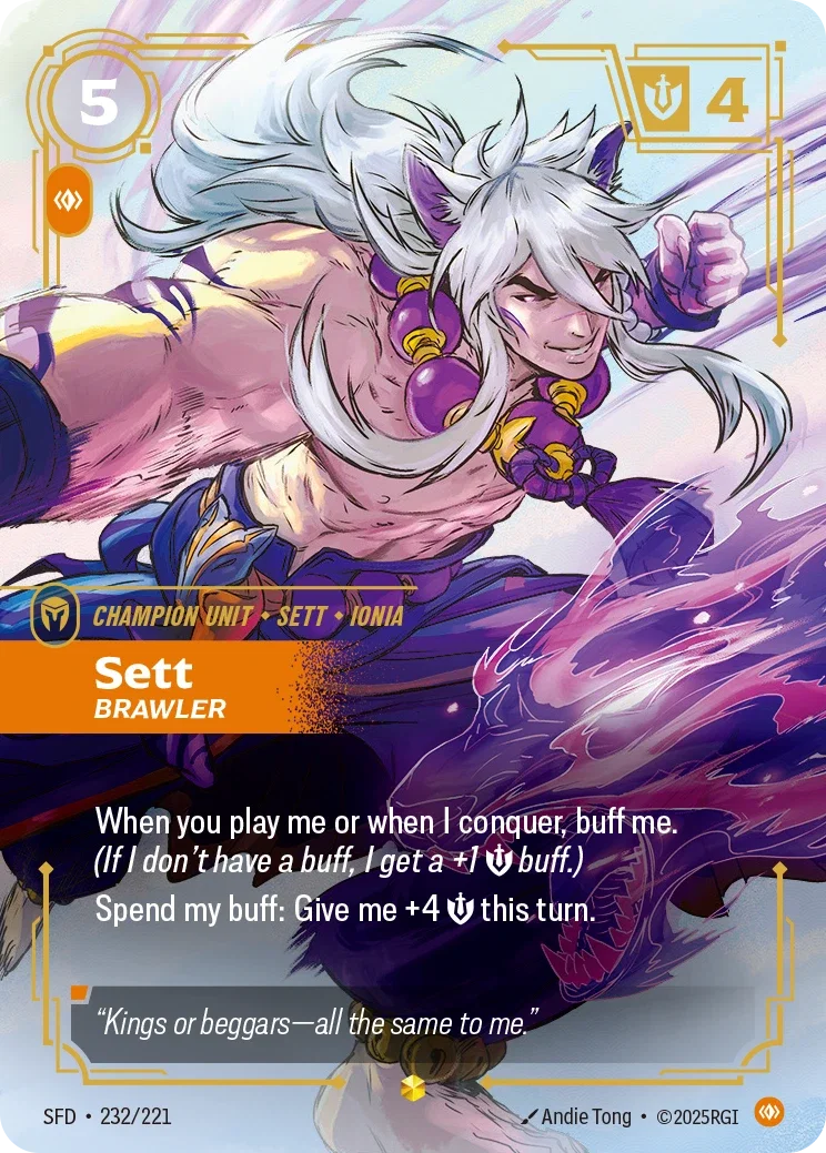 (232/221) Riftbound TCG Spiritforged Single: Sett, Brawler (V.1 - Showcase) Holo Showcase